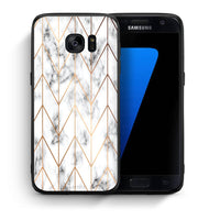 Thumbnail for Θήκη Samsung S7 Gold Geometric Marble από τη Smartfits με σχέδιο στο πίσω μέρος και μαύρο περίβλημα | Samsung S7 Gold Geometric Marble case with colorful back and black bezels
