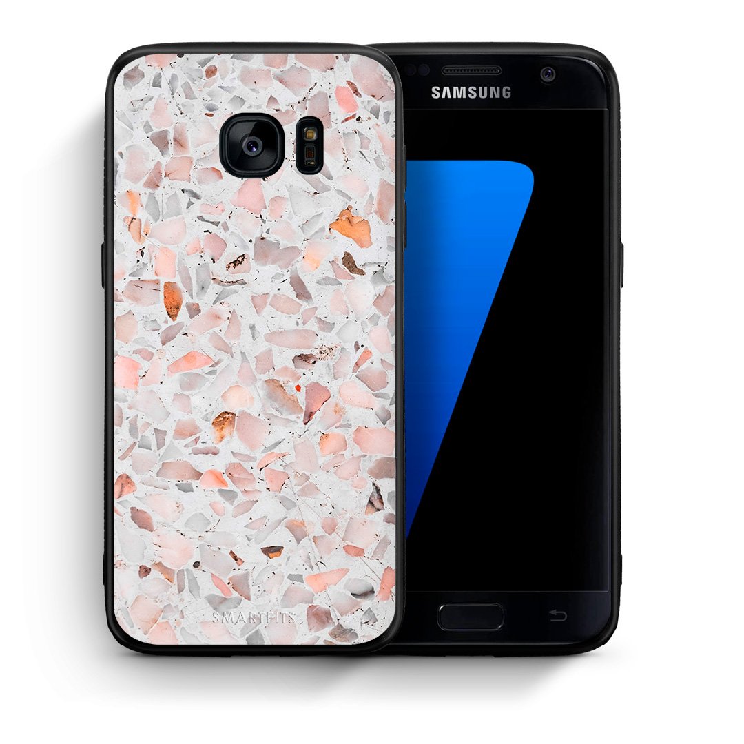 Θήκη Samsung S7 Marble Terrazzo από τη Smartfits με σχέδιο στο πίσω μέρος και μαύρο περίβλημα | Samsung S7 Marble Terrazzo case with colorful back and black bezels