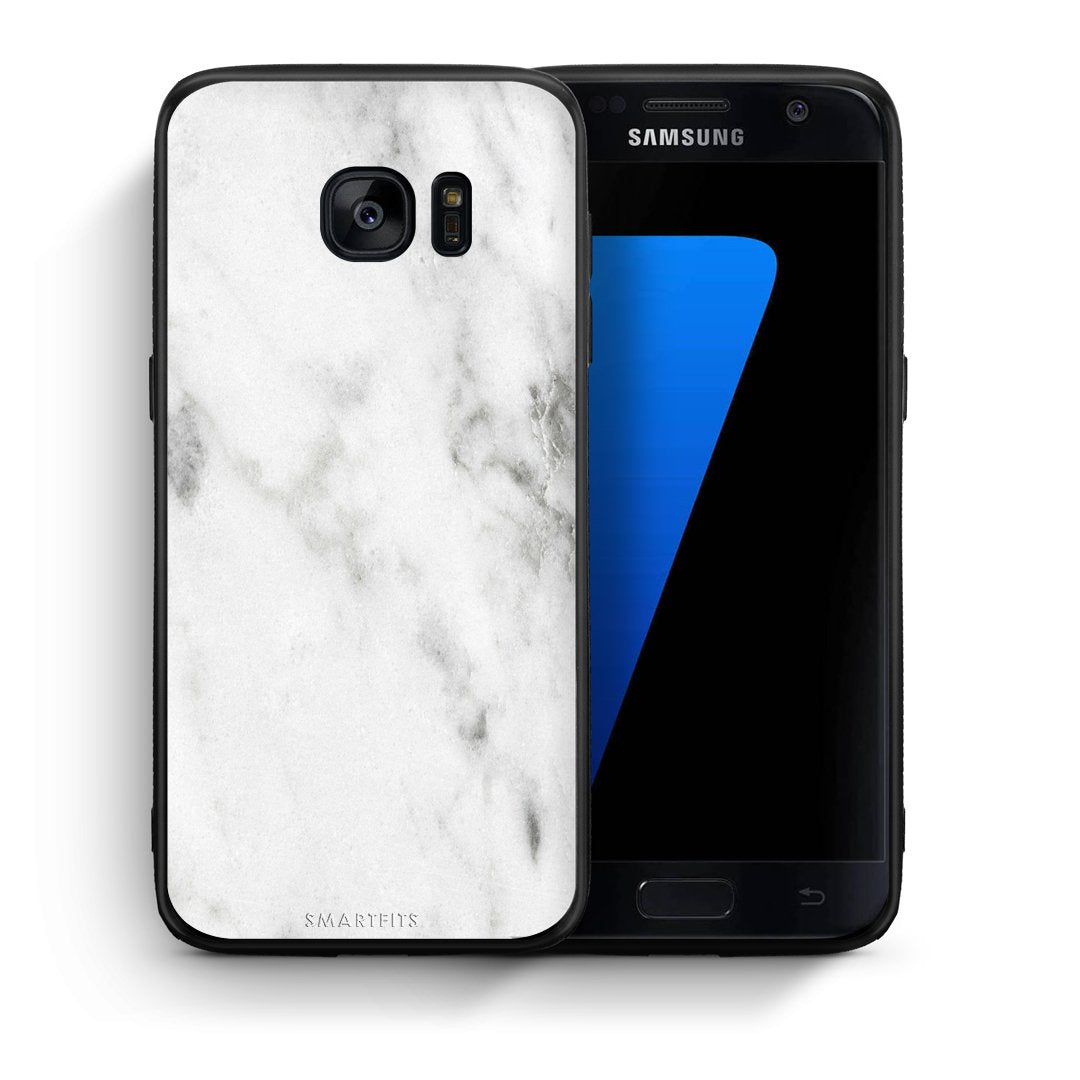 Θήκη Samsung S7 White Marble από τη Smartfits με σχέδιο στο πίσω μέρος και μαύρο περίβλημα | Samsung S7 White Marble case with colorful back and black bezels