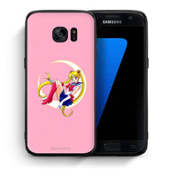 Thumbnail for Θήκη Samsung S7 Moon Girl από τη Smartfits με σχέδιο στο πίσω μέρος και μαύρο περίβλημα | Samsung S7 Moon Girl case with colorful back and black bezels