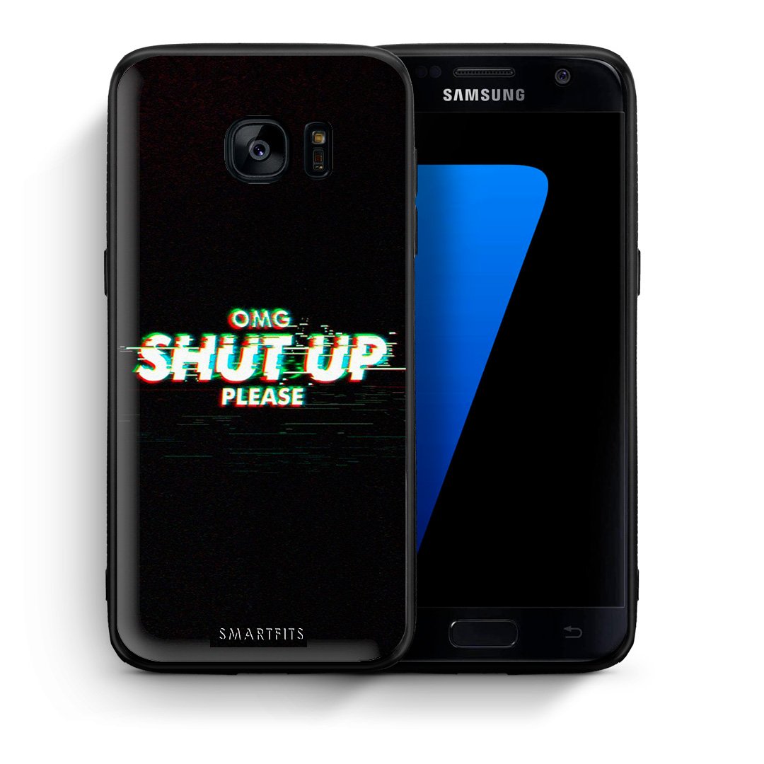 Θήκη Samsung S7 OMG ShutUp από τη Smartfits με σχέδιο στο πίσω μέρος και μαύρο περίβλημα | Samsung S7 OMG ShutUp case with colorful back and black bezels