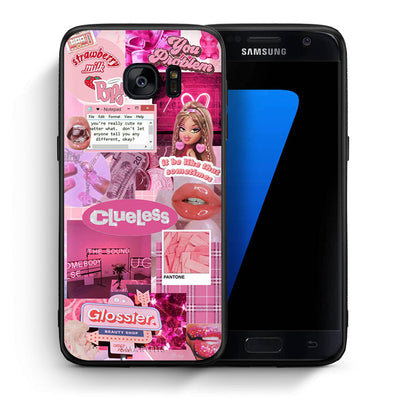 Θήκη Αγίου Βαλεντίνου Samsung S7 Pink Love από τη Smartfits με σχέδιο στο πίσω μέρος και μαύρο περίβλημα | Samsung S7 Pink Love case with colorful back and black bezels