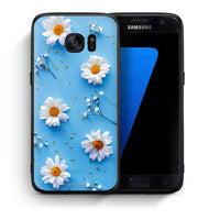 Thumbnail for Θήκη Samsung S7 Real Daisies από τη Smartfits με σχέδιο στο πίσω μέρος και μαύρο περίβλημα | Samsung S7 Real Daisies case with colorful back and black bezels