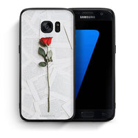 Thumbnail for Θήκη Samsung S7 Red Rose από τη Smartfits με σχέδιο στο πίσω μέρος και μαύρο περίβλημα | Samsung S7 Red Rose case with colorful back and black bezels