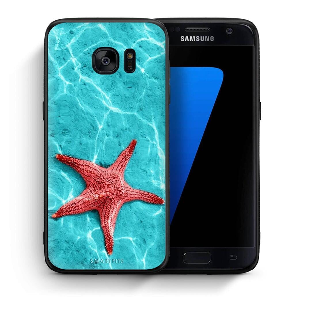 Θήκη Samsung S7 Red Starfish από τη Smartfits με σχέδιο στο πίσω μέρος και μαύρο περίβλημα | Samsung S7 Red Starfish case with colorful back and black bezels