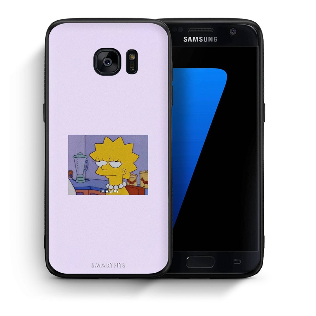 Θήκη Samsung S7 So Happy από τη Smartfits με σχέδιο στο πίσω μέρος και μαύρο περίβλημα | Samsung S7 So Happy case with colorful back and black bezels