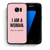 Thumbnail for Θήκη Samsung S7 Superpower Woman από τη Smartfits με σχέδιο στο πίσω μέρος και μαύρο περίβλημα | Samsung S7 Superpower Woman case with colorful back and black bezels