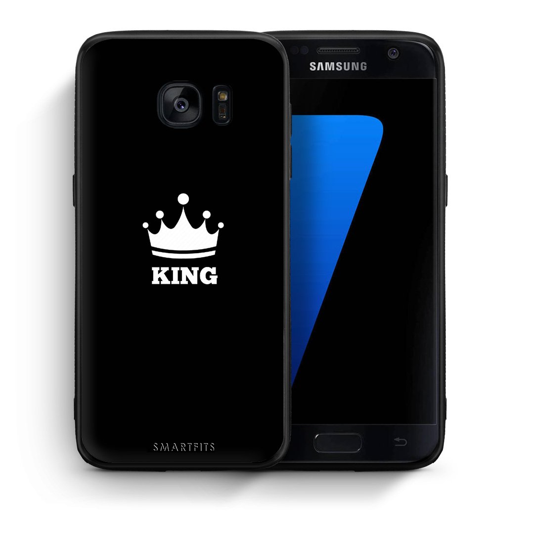 Θήκη Samsung S7 King Valentine από τη Smartfits με σχέδιο στο πίσω μέρος και μαύρο περίβλημα | Samsung S7 King Valentine case with colorful back and black bezels