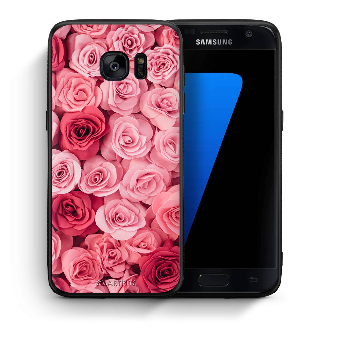 Θήκη Samsung S7 RoseGarden Valentine από τη Smartfits με σχέδιο στο πίσω μέρος και μαύρο περίβλημα | Samsung S7 RoseGarden Valentine case with colorful back and black bezels