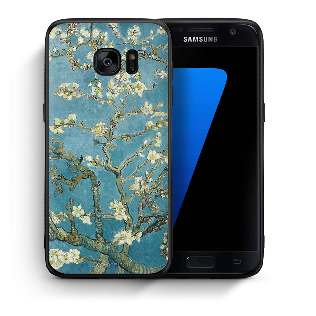 Θήκη Samsung S7 White Blossoms από τη Smartfits με σχέδιο στο πίσω μέρος και μαύρο περίβλημα | Samsung S7 White Blossoms case with colorful back and black bezels