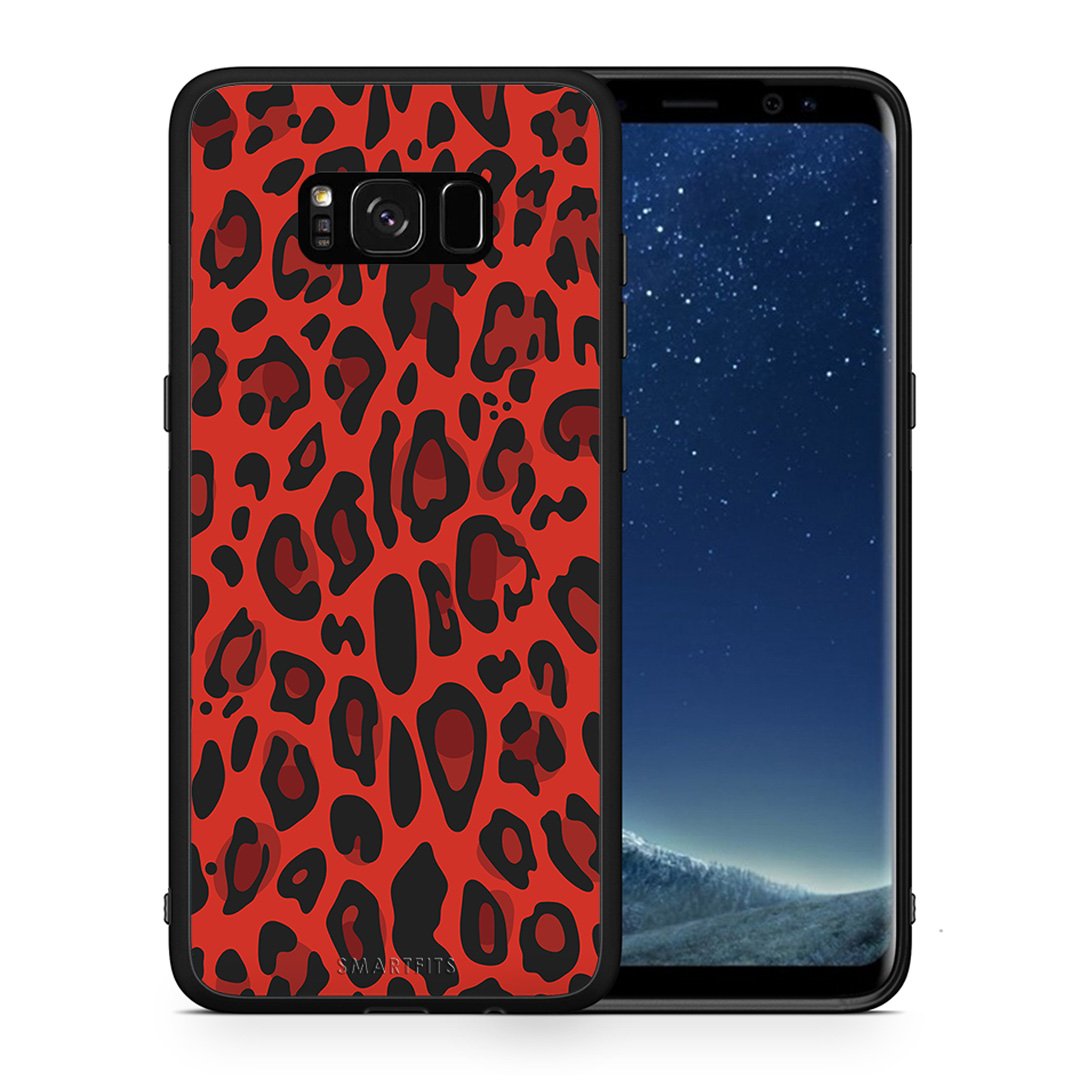 Θήκη Samsung S8+ Red Leopard Animal από τη Smartfits με σχέδιο στο πίσω μέρος και μαύρο περίβλημα | Samsung S8+ Red Leopard Animal case with colorful back and black bezels