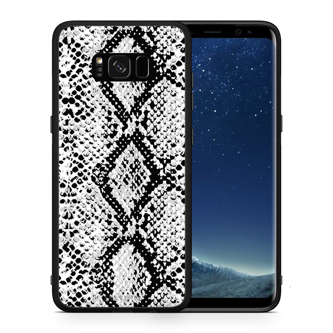 Θήκη Samsung S8 White Snake Animal από τη Smartfits με σχέδιο στο πίσω μέρος και μαύρο περίβλημα | Samsung S8 White Snake Animal case with colorful back and black bezels