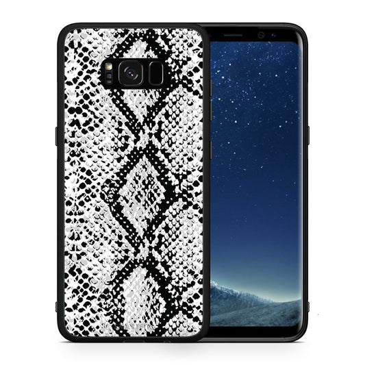 Θήκη Samsung S8 White Snake Animal από τη Smartfits με σχέδιο στο πίσω μέρος και μαύρο περίβλημα | Samsung S8 White Snake Animal case with colorful back and black bezels