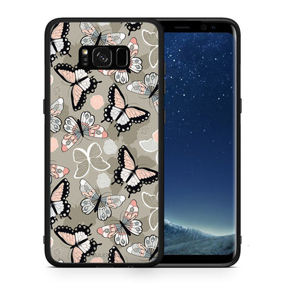 Θήκη Samsung S8 Butterflies Boho από τη Smartfits με σχέδιο στο πίσω μέρος και μαύρο περίβλημα | Samsung S8 Butterflies Boho case with colorful back and black bezels