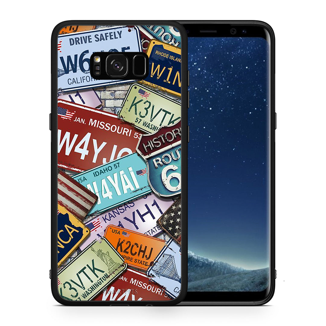 Θήκη Samsung S8 Car Plates από τη Smartfits με σχέδιο στο πίσω μέρος και μαύρο περίβλημα | Samsung S8 Car Plates case with colorful back and black bezels