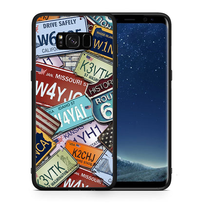 Θήκη Samsung S8 Car Plates από τη Smartfits με σχέδιο στο πίσω μέρος και μαύρο περίβλημα | Samsung S8 Car Plates case with colorful back and black bezels