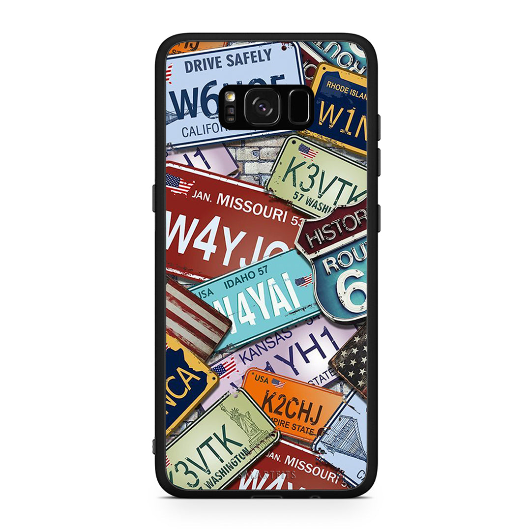 Samsung S8+ Car Plates θήκη από τη Smartfits με σχέδιο στο πίσω μέρος και μαύρο περίβλημα | Smartphone case with colorful back and black bezels by Smartfits
