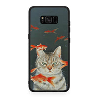 Thumbnail for Samsung S8 Cat Goldfish θήκη από τη Smartfits με σχέδιο στο πίσω μέρος και μαύρο περίβλημα | Smartphone case with colorful back and black bezels by Smartfits