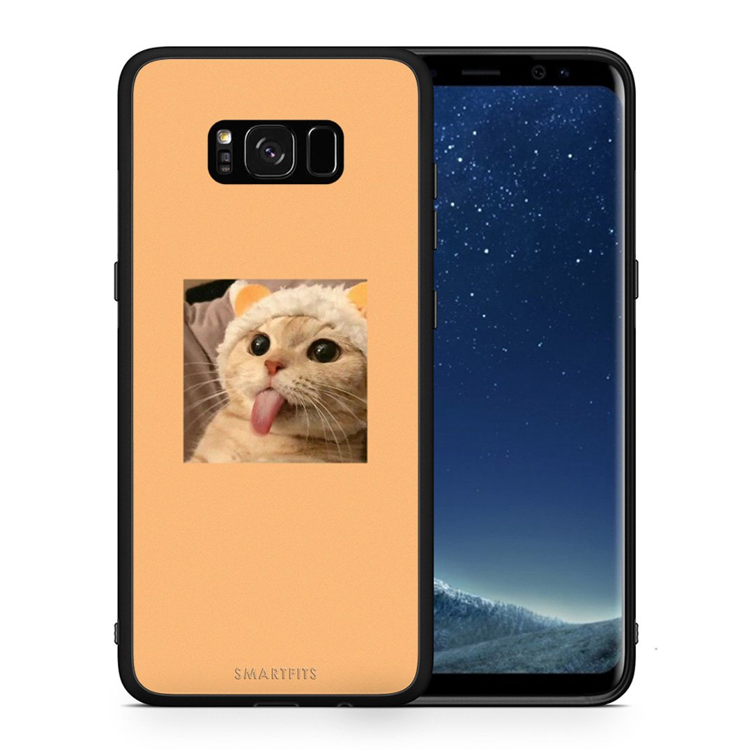 Θήκη Samsung S8 Cat Tongue από τη Smartfits με σχέδιο στο πίσω μέρος και μαύρο περίβλημα | Samsung S8 Cat Tongue case with colorful back and black bezels