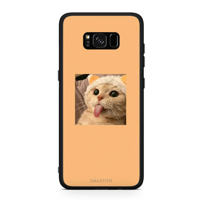Samsung S8+ Cat Tongue θήκη από τη Smartfits με σχέδιο στο πίσω μέρος και μαύρο περίβλημα | Smartphone case with colorful back and black bezels by Smartfits