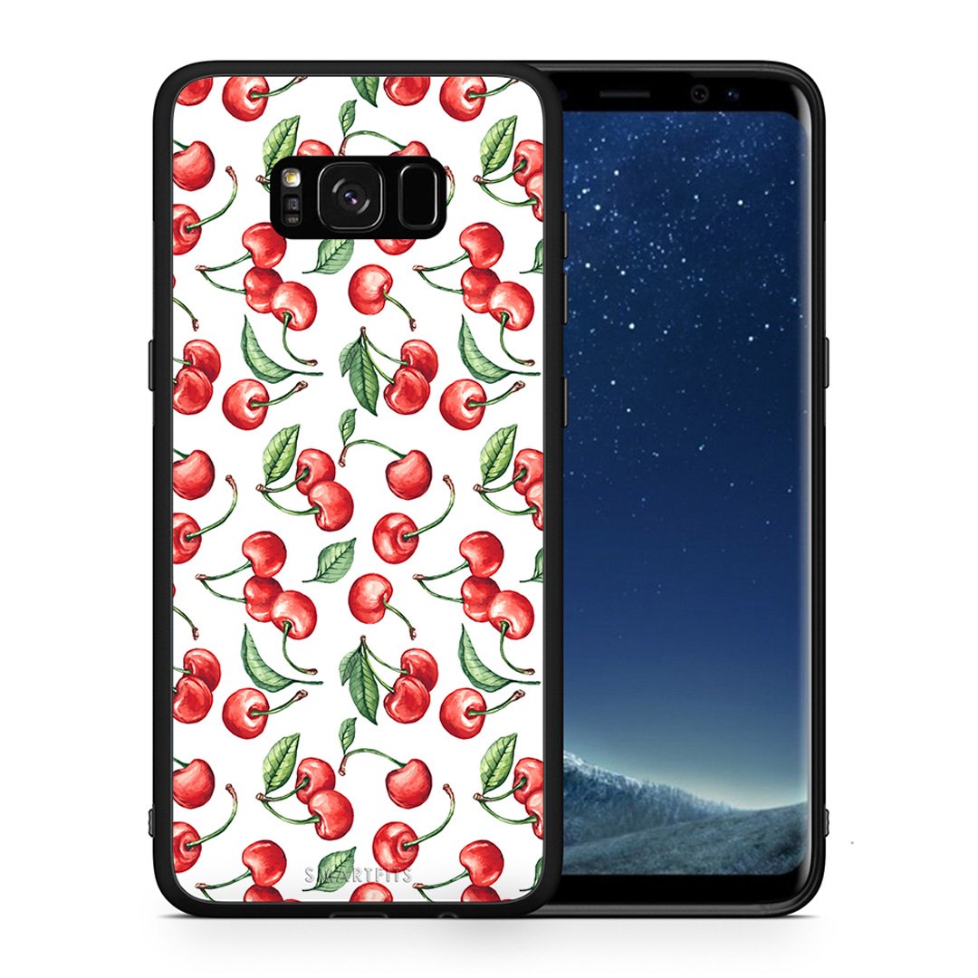 Θήκη Samsung S8+ Cherry Summer από τη Smartfits με σχέδιο στο πίσω μέρος και μαύρο περίβλημα | Samsung S8+ Cherry Summer case with colorful back and black bezels