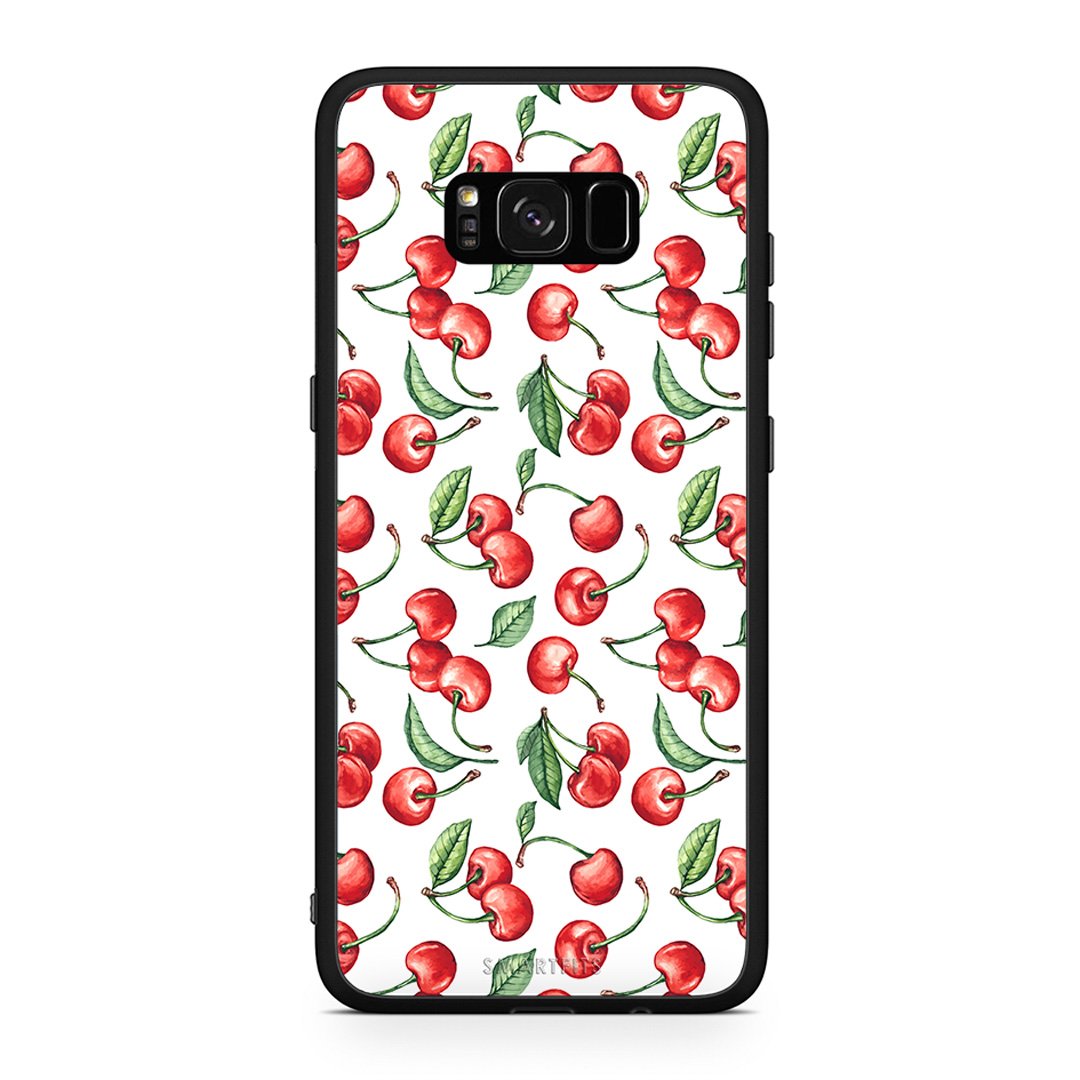 Samsung S8 Cherry Summer θήκη από τη Smartfits με σχέδιο στο πίσω μέρος και μαύρο περίβλημα | Smartphone case with colorful back and black bezels by Smartfits