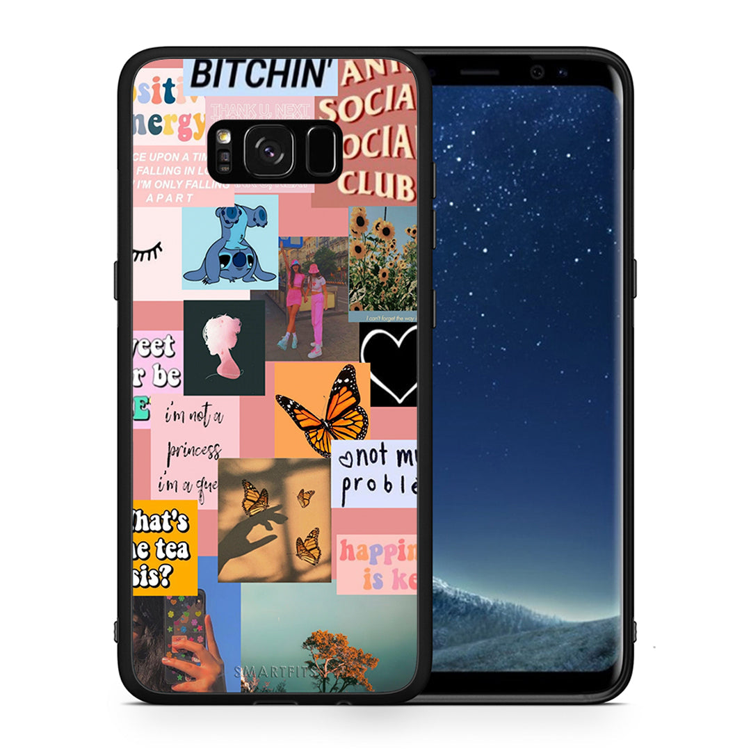 Θήκη Αγίου Βαλεντίνου Samsung S8+ Collage Bitchin από τη Smartfits με σχέδιο στο πίσω μέρος και μαύρο περίβλημα | Samsung S8+ Collage Bitchin case with colorful back and black bezels