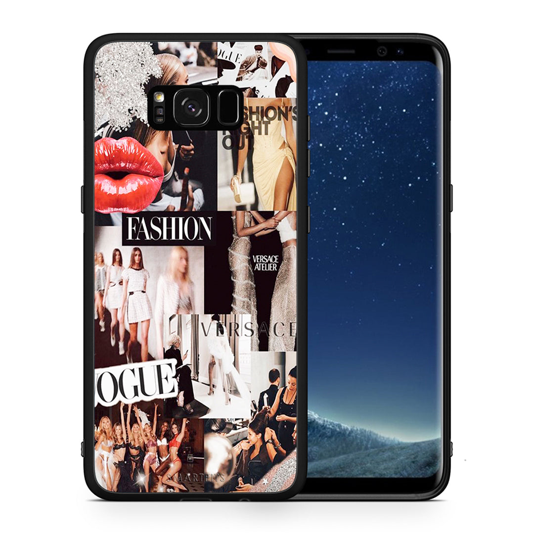 Θήκη Αγίου Βαλεντίνου Samsung S8 Collage Fashion από τη Smartfits με σχέδιο στο πίσω μέρος και μαύρο περίβλημα | Samsung S8 Collage Fashion case with colorful back and black bezels