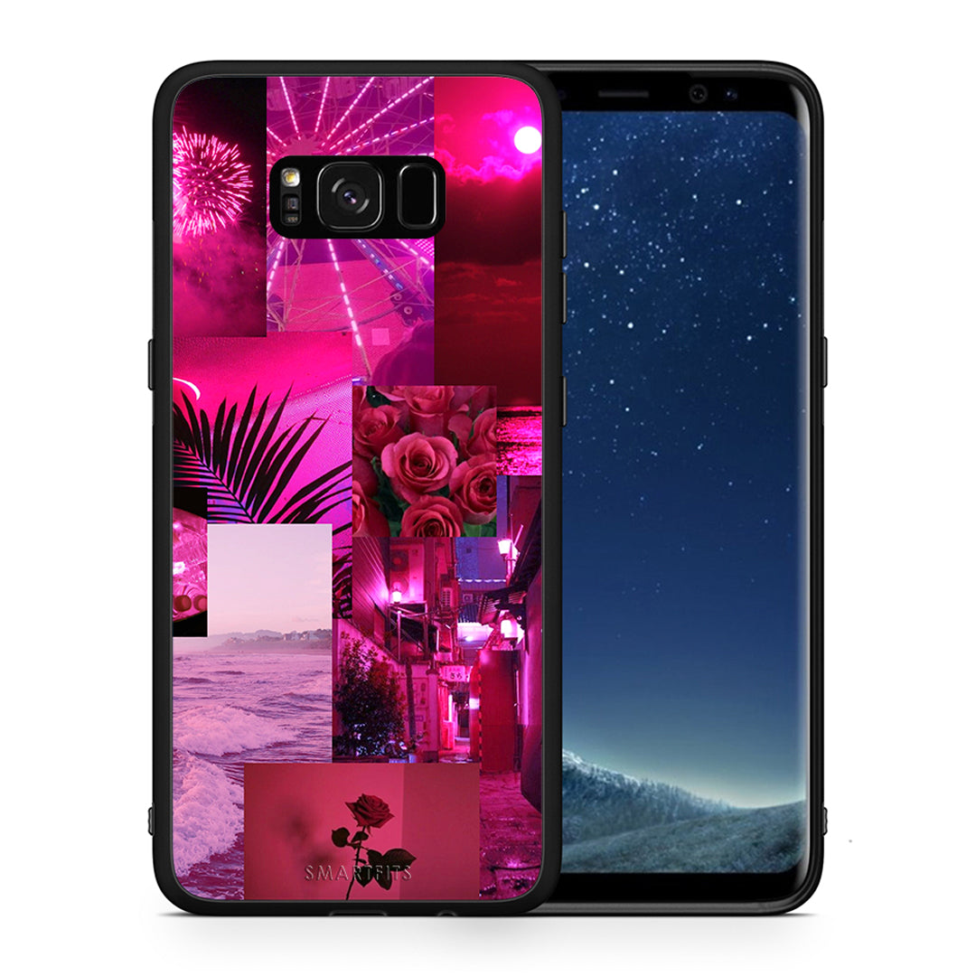 Θήκη Αγίου Βαλεντίνου Samsung S8+ Collage Red Roses από τη Smartfits με σχέδιο στο πίσω μέρος και μαύρο περίβλημα | Samsung S8+ Collage Red Roses case with colorful back and black bezels
