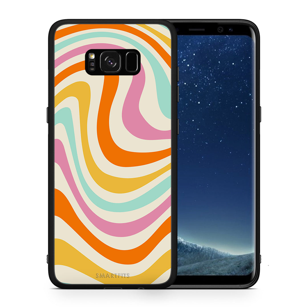 Θήκη Samsung S8 Colourful Waves από τη Smartfits με σχέδιο στο πίσω μέρος και μαύρο περίβλημα | Samsung S8 Colourful Waves case with colorful back and black bezels