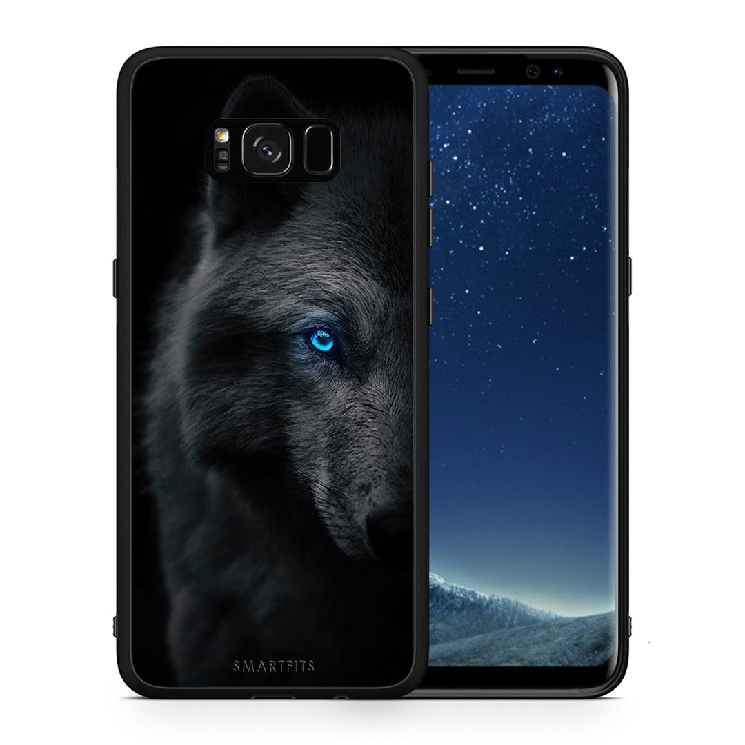 Θήκη Samsung S8+ Dark Wolf από τη Smartfits με σχέδιο στο πίσω μέρος και μαύρο περίβλημα | Samsung S8+ Dark Wolf case with colorful back and black bezels