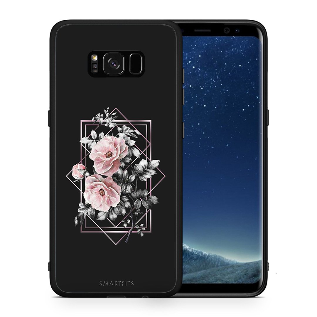 Θήκη Samsung S8+ Frame Flower από τη Smartfits με σχέδιο στο πίσω μέρος και μαύρο περίβλημα | Samsung S8+ Frame Flower case with colorful back and black bezels