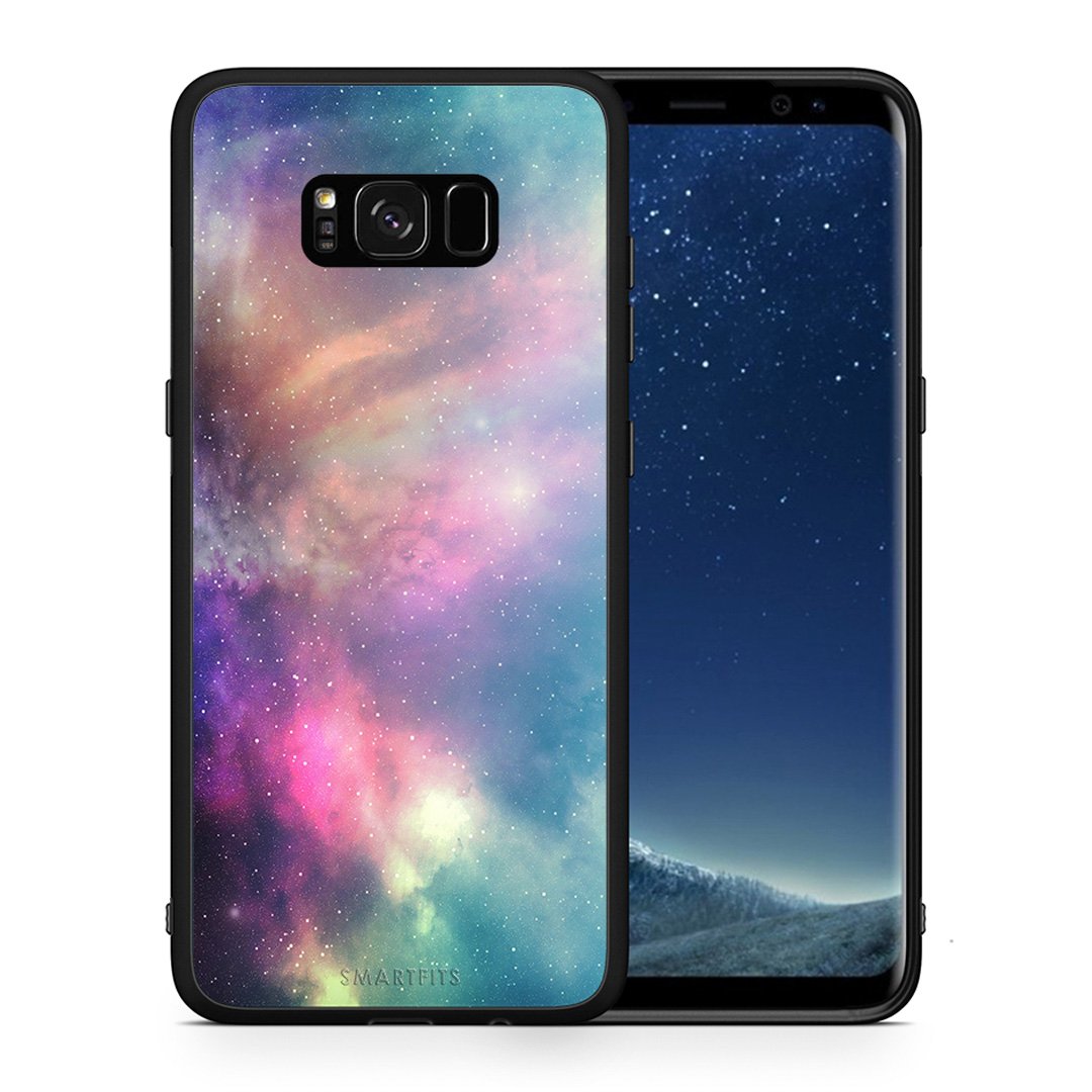 Θήκη Samsung S8+ Rainbow Galaxy από τη Smartfits με σχέδιο στο πίσω μέρος και μαύρο περίβλημα | Samsung S8+ Rainbow Galaxy case with colorful back and black bezels