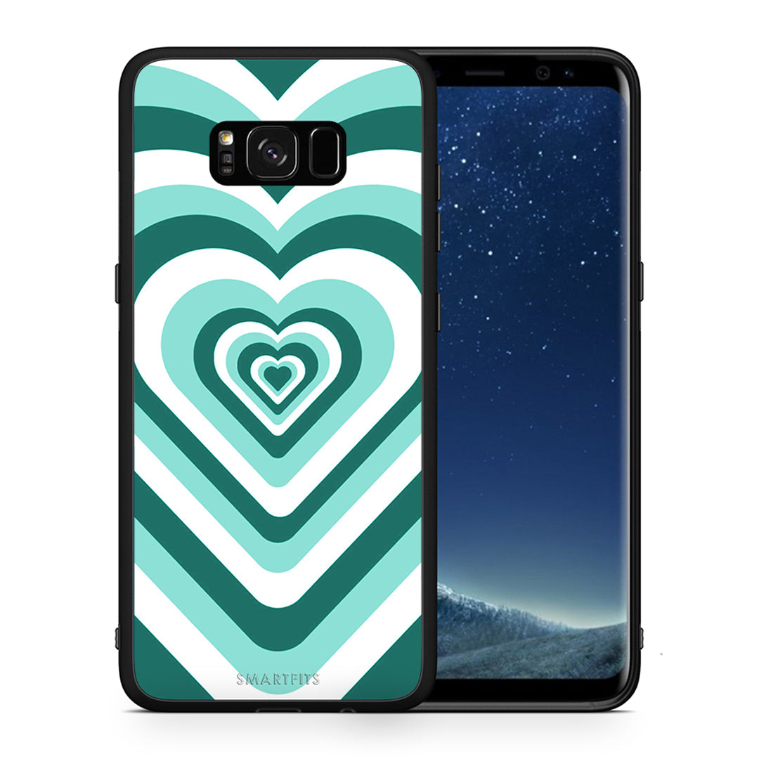 Θήκη Samsung S8+ Green Hearts από τη Smartfits με σχέδιο στο πίσω μέρος και μαύρο περίβλημα | Samsung S8+ Green Hearts case with colorful back and black bezels