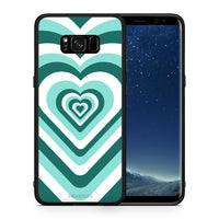 Thumbnail for Θήκη Samsung S8+ Green Hearts από τη Smartfits με σχέδιο στο πίσω μέρος και μαύρο περίβλημα | Samsung S8+ Green Hearts case with colorful back and black bezels