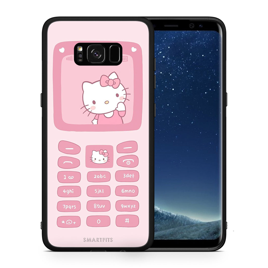 Θήκη Αγίου Βαλεντίνου Samsung S8 Hello Kitten από τη Smartfits με σχέδιο στο πίσω μέρος και μαύρο περίβλημα | Samsung S8 Hello Kitten case with colorful back and black bezels