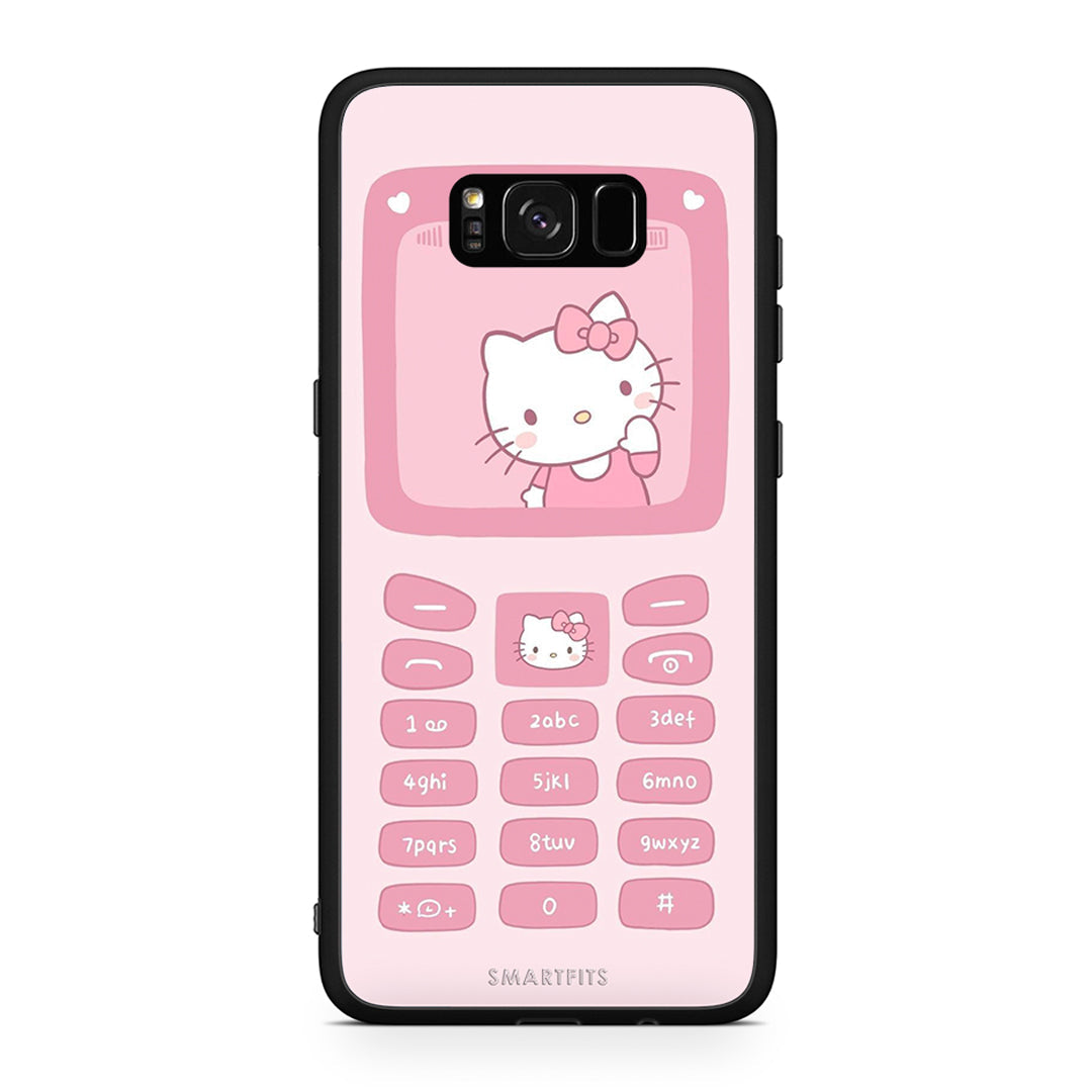 Samsung S8+ Hello Kitten Θήκη Αγίου Βαλεντίνου από τη Smartfits με σχέδιο στο πίσω μέρος και μαύρο περίβλημα | Smartphone case with colorful back and black bezels by Smartfits