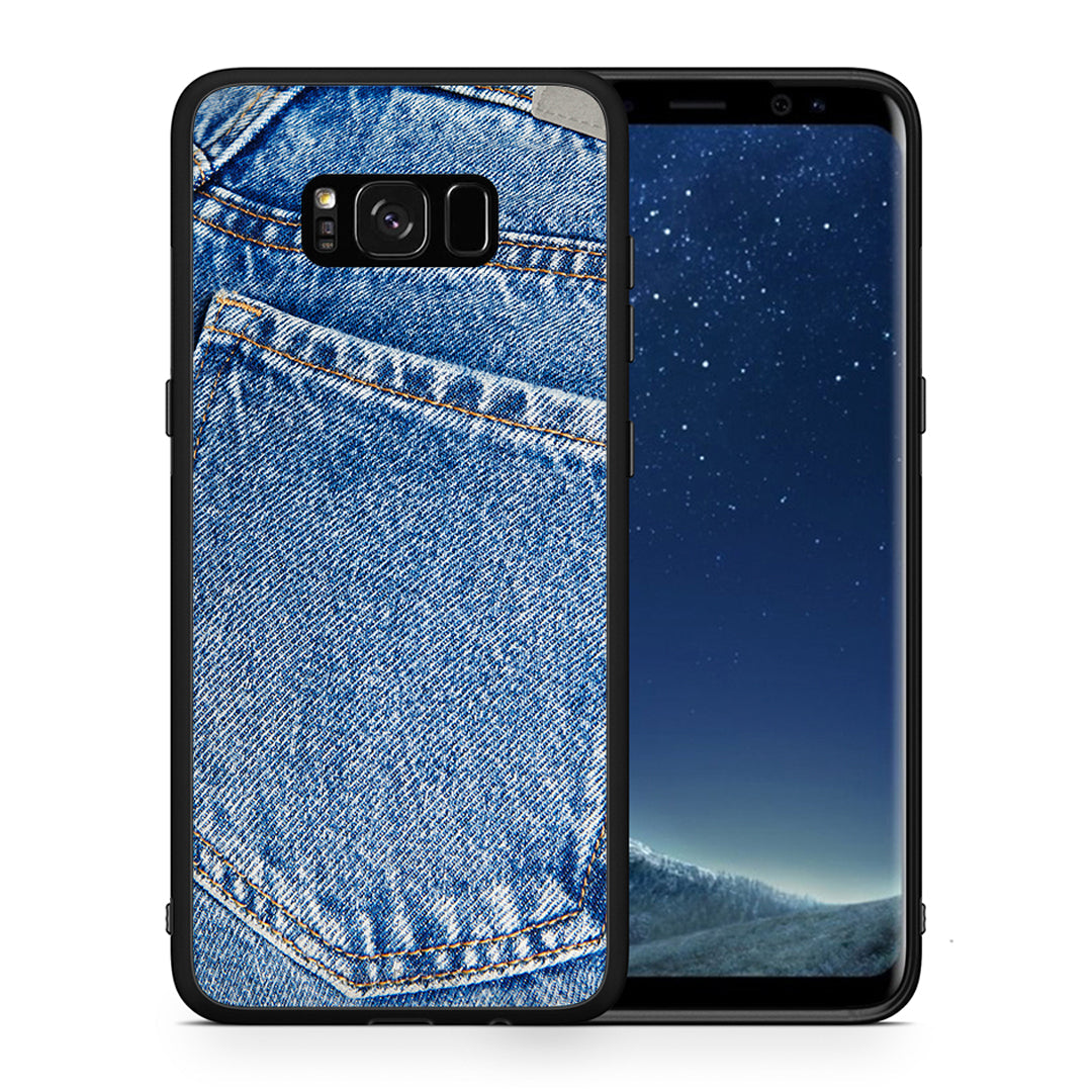 Θήκη Samsung S8+ Jeans Pocket από τη Smartfits με σχέδιο στο πίσω μέρος και μαύρο περίβλημα | Samsung S8+ Jeans Pocket case with colorful back and black bezels