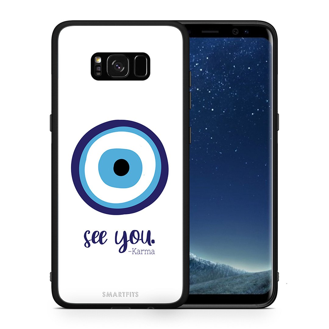 Θήκη Samsung S8 Karma Says από τη Smartfits με σχέδιο στο πίσω μέρος και μαύρο περίβλημα | Samsung S8 Karma Says case with colorful back and black bezels