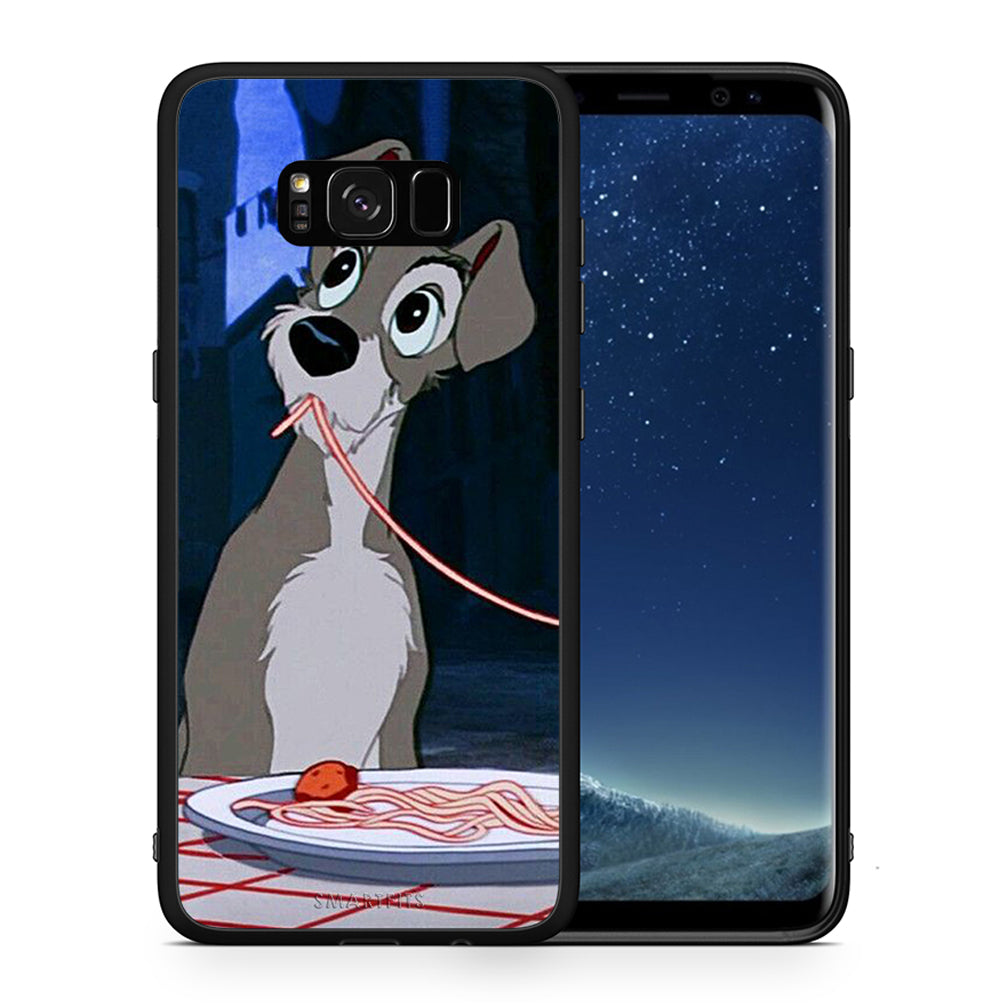 Θήκη Αγίου Βαλεντίνου Samsung S8 Lady And Tramp 1 από τη Smartfits με σχέδιο στο πίσω μέρος και μαύρο περίβλημα | Samsung S8 Lady And Tramp 1 case with colorful back and black bezels