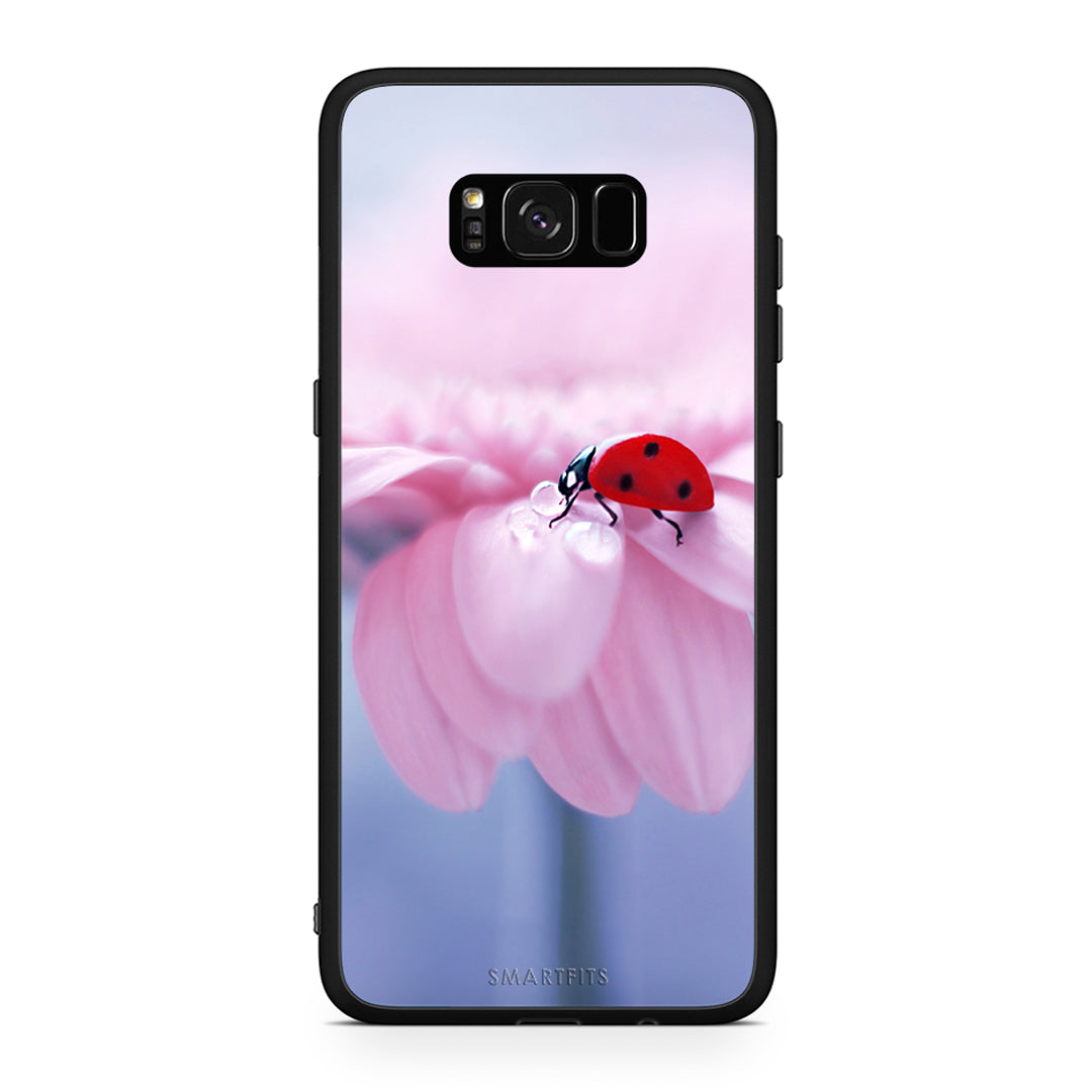 Samsung S8+ Ladybug Flower θήκη από τη Smartfits με σχέδιο στο πίσω μέρος και μαύρο περίβλημα | Smartphone case with colorful back and black bezels by Smartfits