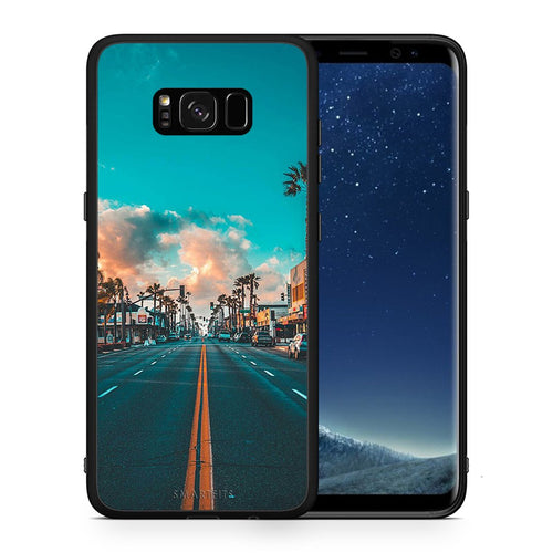 Θήκη Samsung S8+ City Landscape από τη Smartfits με σχέδιο στο πίσω μέρος και μαύρο περίβλημα | Samsung S8+ City Landscape case with colorful back and black bezels