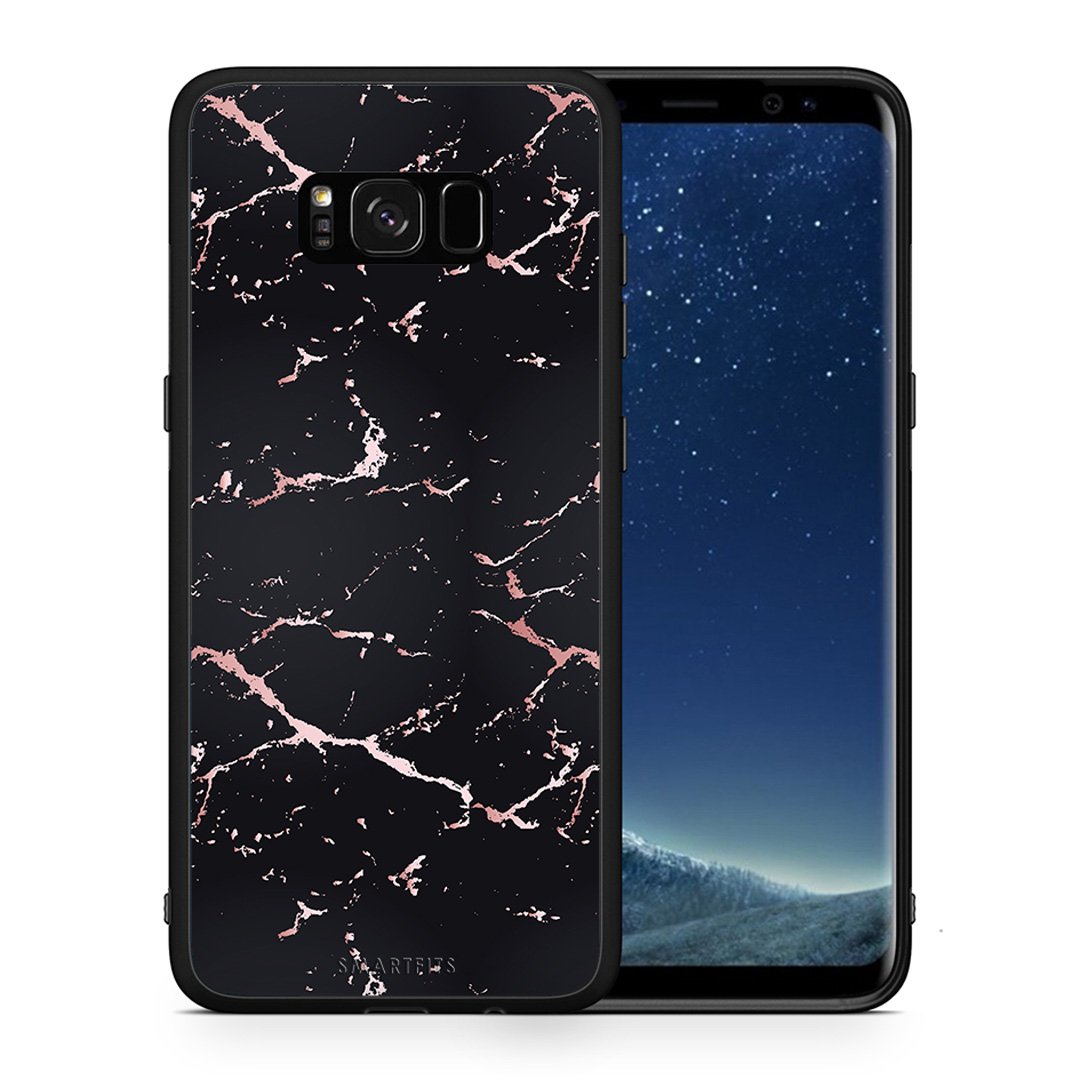 Θήκη Samsung S8 Black Rosegold Marble από τη Smartfits με σχέδιο στο πίσω μέρος και μαύρο περίβλημα | Samsung S8 Black Rosegold Marble case with colorful back and black bezels