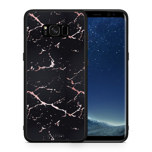 Θήκη Samsung S8 Black Rosegold Marble από τη Smartfits με σχέδιο στο πίσω μέρος και μαύρο περίβλημα | Samsung S8 Black Rosegold Marble case with colorful back and black bezels