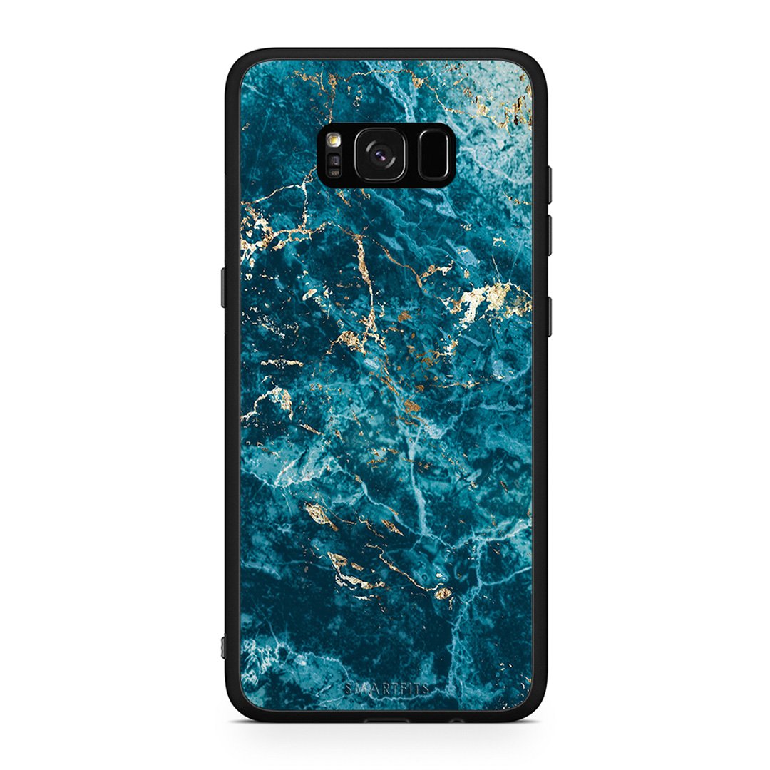 Samsung S8+ Marble Blue θήκη από τη Smartfits με σχέδιο στο πίσω μέρος και μαύρο περίβλημα | Smartphone case with colorful back and black bezels by Smartfits