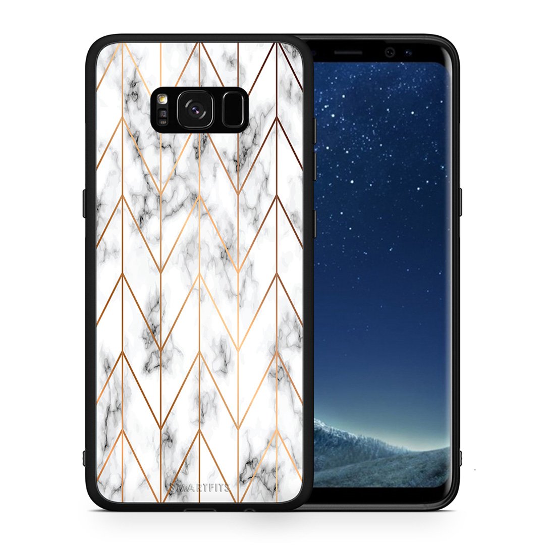 Θήκη Samsung S8+ Gold Geometric Marble από τη Smartfits με σχέδιο στο πίσω μέρος και μαύρο περίβλημα | Samsung S8+ Gold Geometric Marble case with colorful back and black bezels