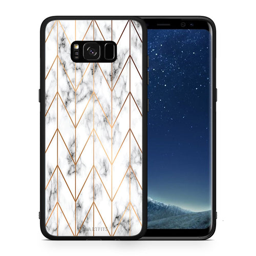 Θήκη Samsung S8 Gold Geometric Marble από τη Smartfits με σχέδιο στο πίσω μέρος και μαύρο περίβλημα | Samsung S8 Gold Geometric Marble case with colorful back and black bezels
