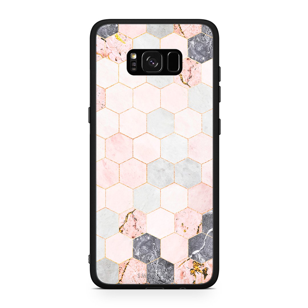 4 - Samsung S8 Hexagon Pink Marble case, cover, bumper