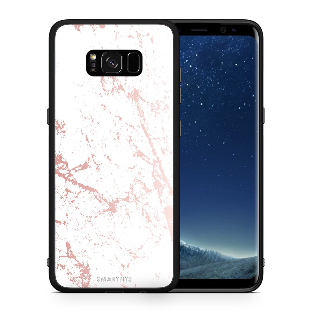 Θήκη Samsung S8+ Pink Splash Marble από τη Smartfits με σχέδιο στο πίσω μέρος και μαύρο περίβλημα | Samsung S8+ Pink Splash Marble case with colorful back and black bezels