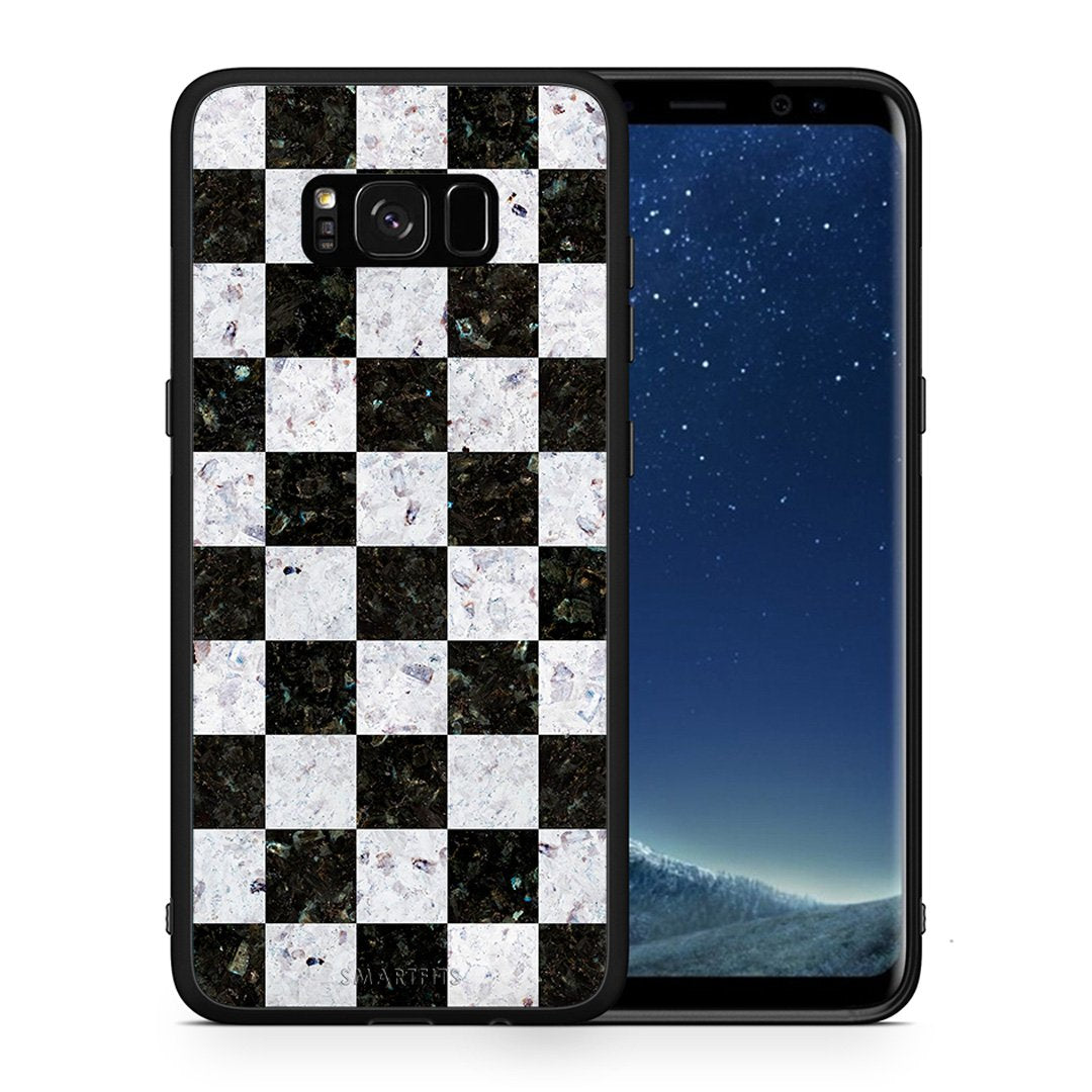 Θήκη Samsung S8+ Square Geometric Marble από τη Smartfits με σχέδιο στο πίσω μέρος και μαύρο περίβλημα | Samsung S8+ Square Geometric Marble case with colorful back and black bezels